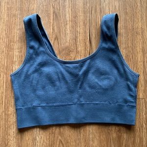 Navy Ribbed Brami, Crop Top, Bralette, Size Large